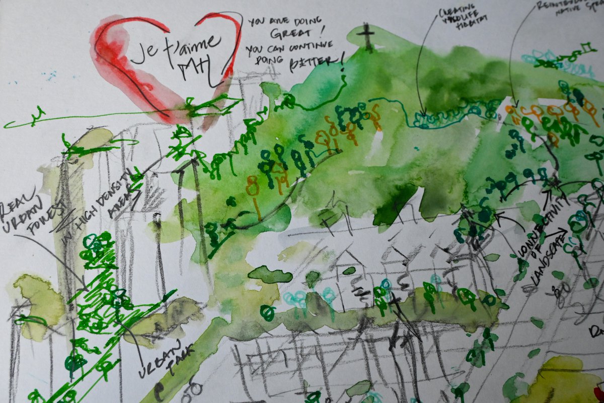 RunicoS's tweet photo. Sometimes my drawings are not that abstract ! Yesterday, “Imagining ADAPTATION to Climate Change through Art”, a thoughtful workshop by @IMAGINEAdapt  at @TNatureOfCities  2024 festival. See my ideal city ‘abstraction’ &amp; a sketch of my city #Montreal #JetaimeMTL https://t.co/QCiVxtUzs0