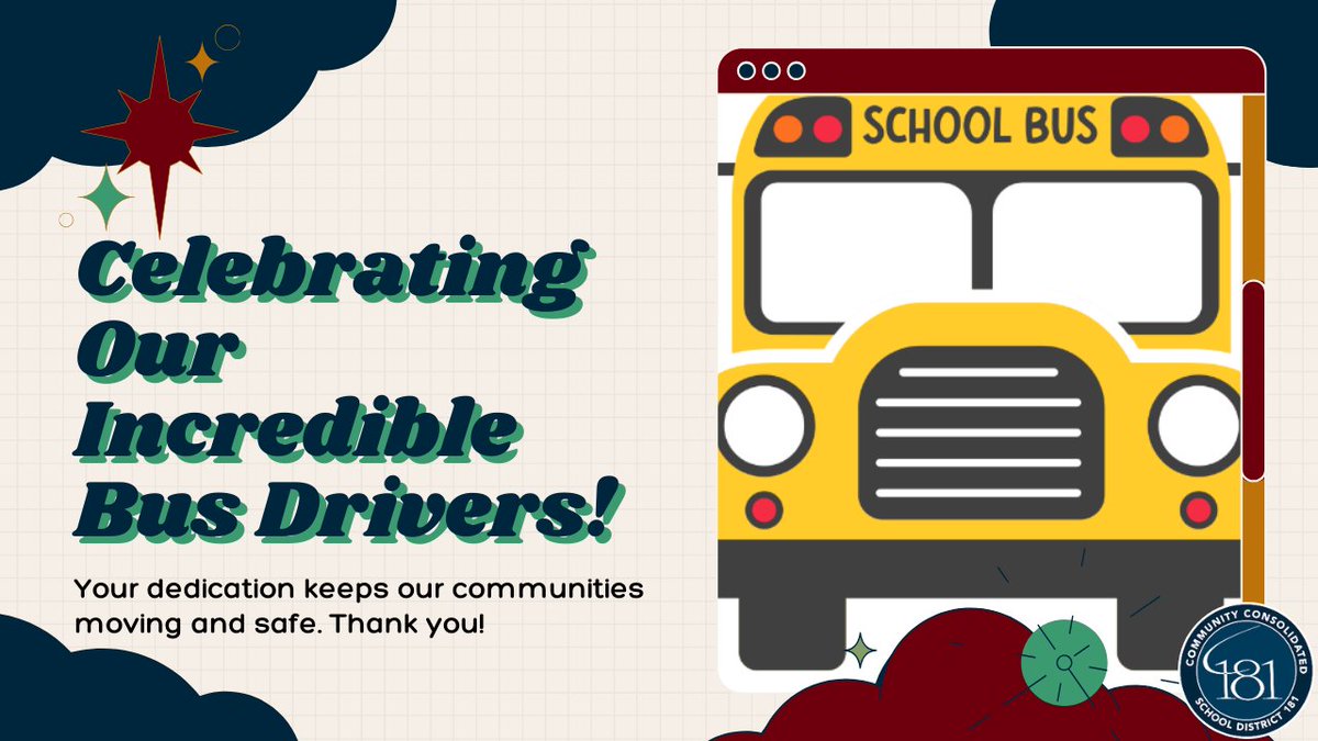 Huge shoutout to our amazing D181 bus drivers! Thank you for keeping our students safe & on time all year long!