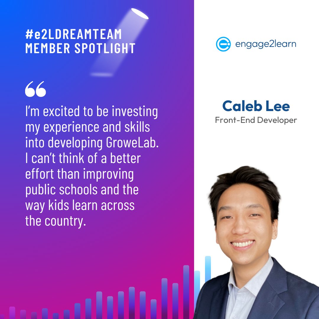 engage_learning's tweet photo. As one of engage2learn's front-end developers, Caleb Lee spends his days working to improve and optimize the GroweLab user experience, enabling better support for more educators, school leaders, and, by extension, students! #e2LDreamTeam https://t.co/fmSzbZZhUb