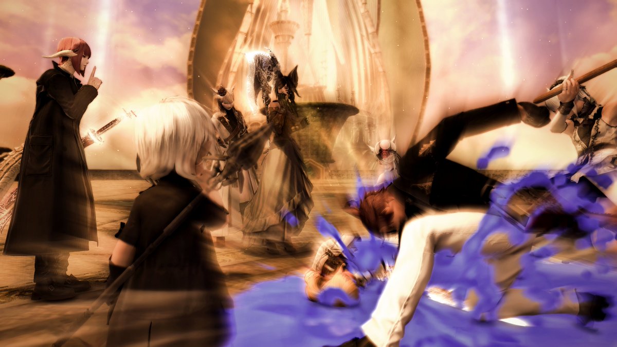 _ZiziChu's tweet photo. So ends an alternate chapter in their tale🪻
(it's been a year since I met you awesome raid buddies🎂)
🔖
Aboon Havent --DRK
Eiya Emt --WHM @EiyaEmt
Riley Konoha --SCH @dragonlahk
Vergil Sparta --SAM 
Nao Nann --RPR
Peco Rine --DNC
Mako Lannis --SMN

📷Dragonsong's Reprise
#FFXIV https://t.co/vZfwTGHWii