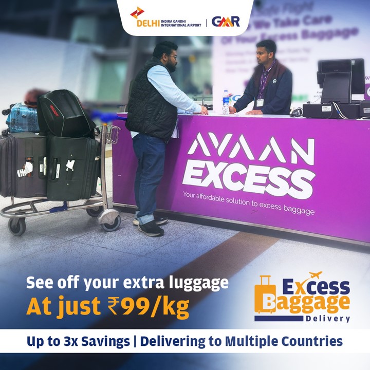 Skip the stress, not your suitcase! 🛄✈ The Excess Baggage Delivery service by Avaan at #DelhiAirport offers convenience at your fingertips. Enjoy doorstep delivery of overlimit baggage to multiple countries! Book now: bit.ly/ExcessBaggageD…  #DELexperience #DELairport