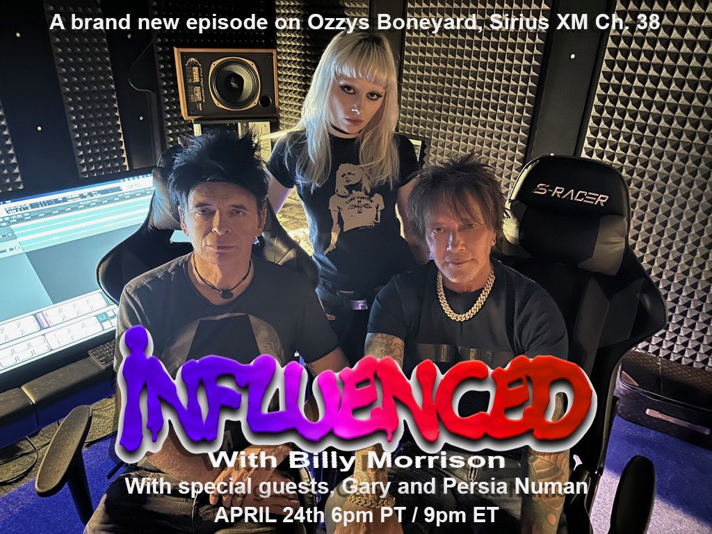 A  new episode of “Influenced” with @BillyMorrison airs tomorrow Wed (4/24) at 9p ET/6p PT on @OzzysBoneyard @SIRIUSXM - Billy welcomes musical pioneer @numanofficial and his daughter Persia - they discuss their careers, musical influences and more.