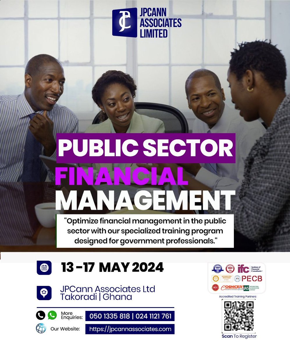 Interested? Talk to us.
📲 +233 50 133 5818
📧 info@jpcannassociates.com 
#publicsector #financialmanagement #publicsectorfinancialmanagement