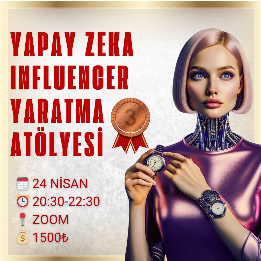 👩🏼‍🦳🪭Selamlar herkese!
Yapay Zeka ile Influencer Yaratma atölyemi 3. ve son kez yarın akşam yapıyorum.Son buluşmaya özel %25 indirimle 1500₺’ye katılabileceğiniz bu eğitimle
Yapay zeka uygulamaları ile üreteceğimiz avatarınızı influencere dönüştüreceksiniz.
#influencer #yapayzeka