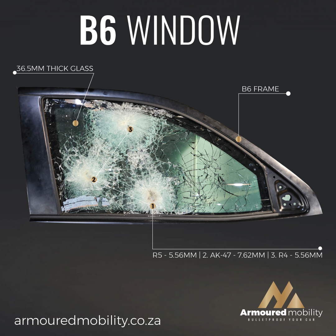 ArmouredM's tweet photo. The strength of Armoured Mobility's B6 Ballistic Window:
When you're behind the wheel of an Armoured Mobility vehicle, you're not just driving—you're safeguarded by the pinnacle of security technology.
#ArmouredMobility #SafetyFirst #BulletproofProtection #B6BallisticWindow https://t.co/jHgm4pEhWU