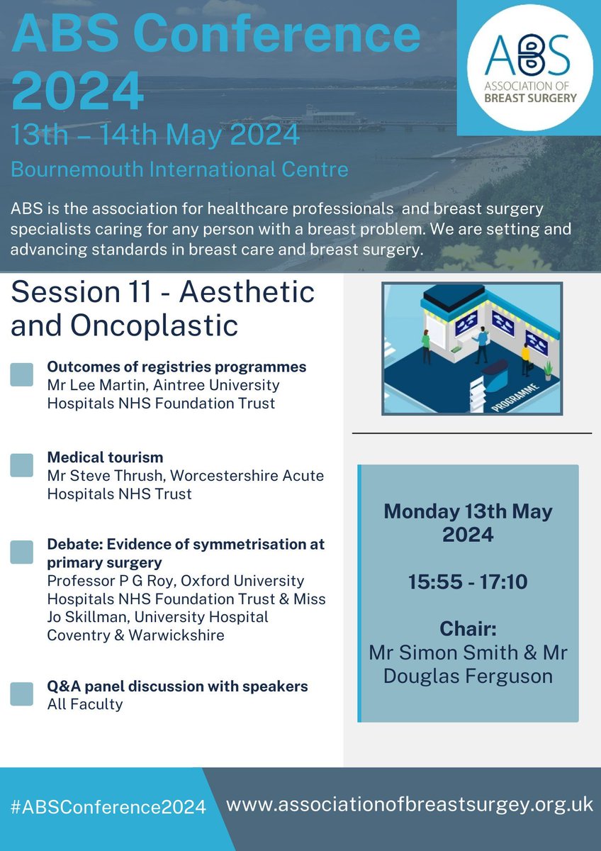 Session 11 of the #ABSConference2024 will be focusing on aesthetic and oncoplastic, including a session on Medical Tourism. Registration closes on 3rd May. Book here buff.ly/3Tb64Yd