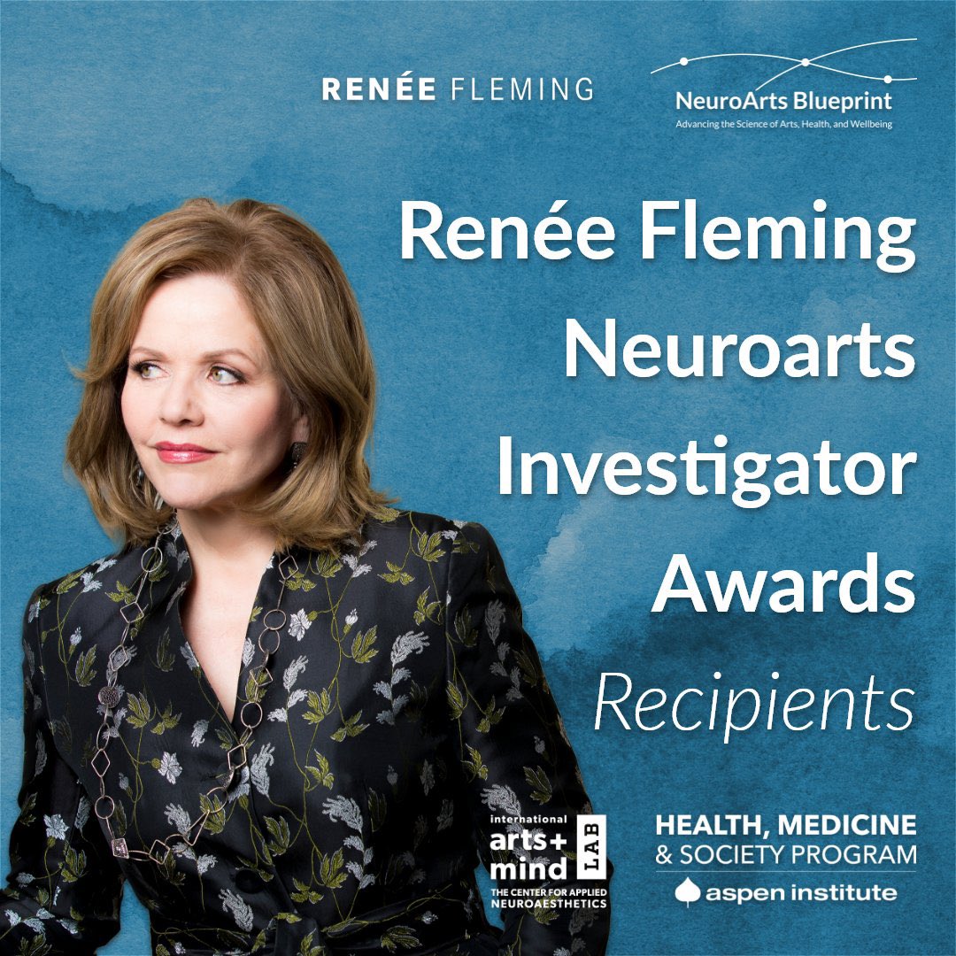 Honored to receive the 1st annual @ReneeFleming #NeuroArts Investigator Award with @CrunchyNeuroSci @NickSReed. Big thanks to the Renée Fleming Foundation & NeuroArts Blueprint! @hopkins_ent @JHSPH_Hearing @VanderbiltENT @artsandmindlab👂🧠 🎶 More info: aspeninstitute.org/news/renee-fle…