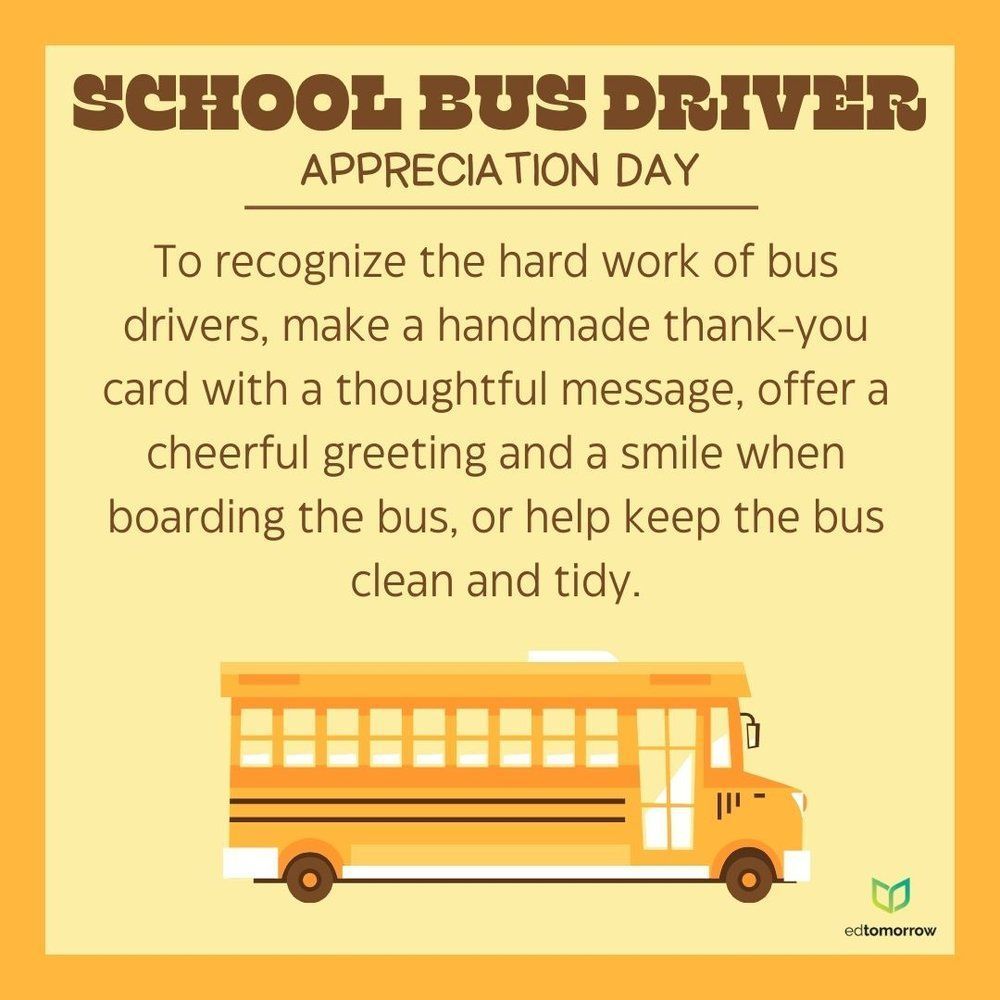 Happy Bus Drivers Day! We're so thankful for the bus drivers that get our students to school safely every day. We appreciate you! #ChargeUp