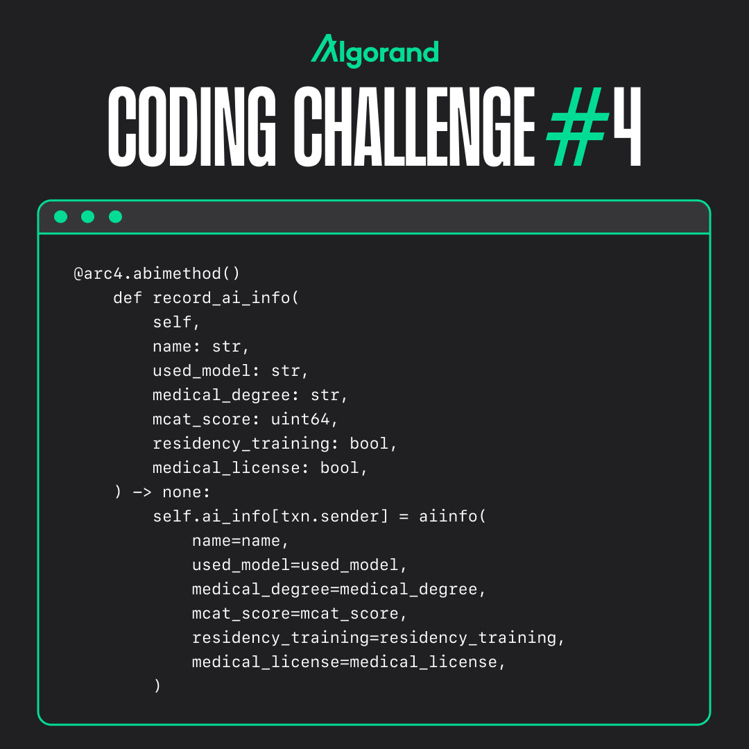 algodevs's tweet image. 🚨 Attention Devs! 🚨

Welcome to Week 4 of the Python Coding Challenge.

🐍 Put your Python skills to the test! 🐍

✨ And participate for your chance to earn 1 of 100 never-seen again completion NFTs by @MaarsComics

Start solving👇
github.com/algorand-codin…