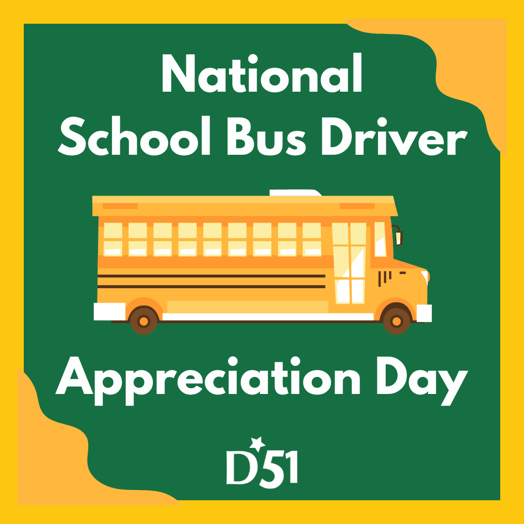 🚌 Happy National School Bus Driver Day! 🚌
Your commitment to safety and punctuality ensures our students get to school and back home safely each & every day. Your kindness and care are appreciated! 

#WeAreD51