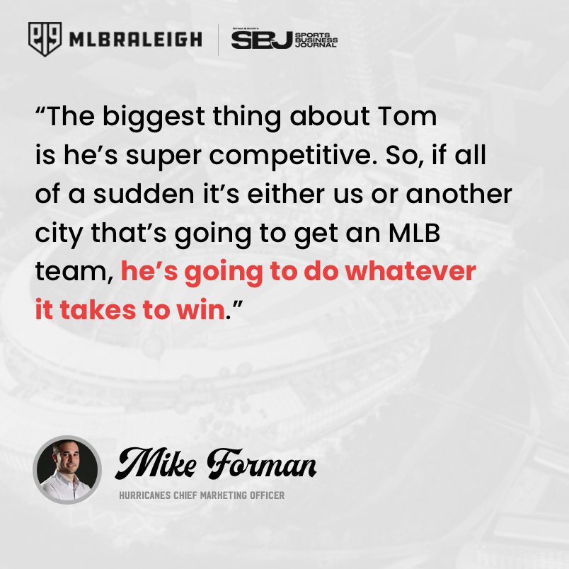 MLBRaleigh's tweet photo. In case you missed last week's @SBJ feature on @Canes owner Tom Dundon and his quest to bring #MLB2NC, here are some of the important quotes.
https://t.co/VZ3ttRpHEG
#RaleighOnDeck #StateOfBaseball https://t.co/LYdnsCH7Dw