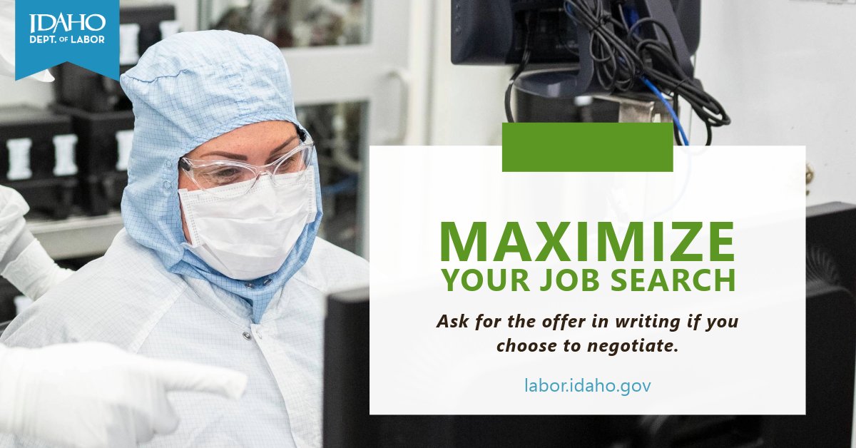 JOB SEARCH TIP: If you choose to negotiate, ask for the start date, salary, job details and benefits in writing. ow.ly/7ttf50R8G9Z