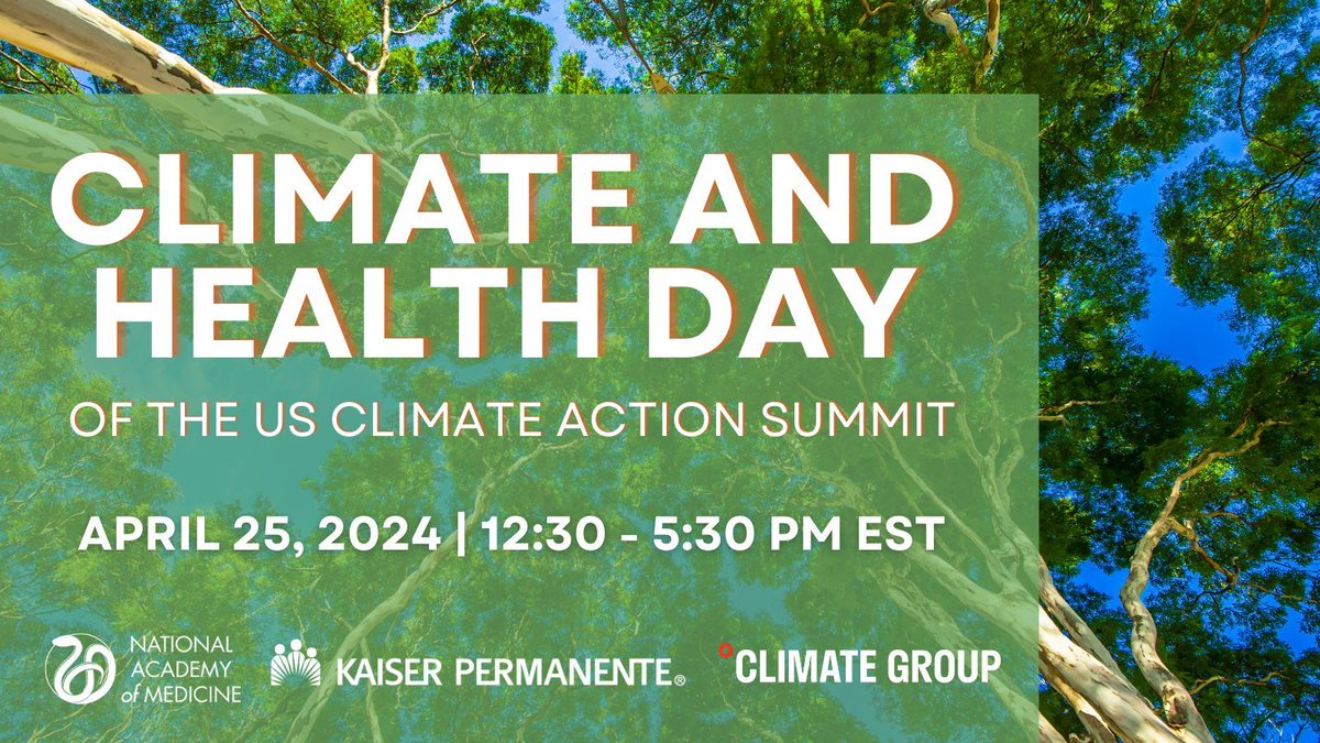 Last chance! Register for event during the week of Earth Day to delve into the impacts of climate change on health, including risks, impacts, and equitable solutions: buff.ly/4aaM4Lp #ClimateActionforHealth