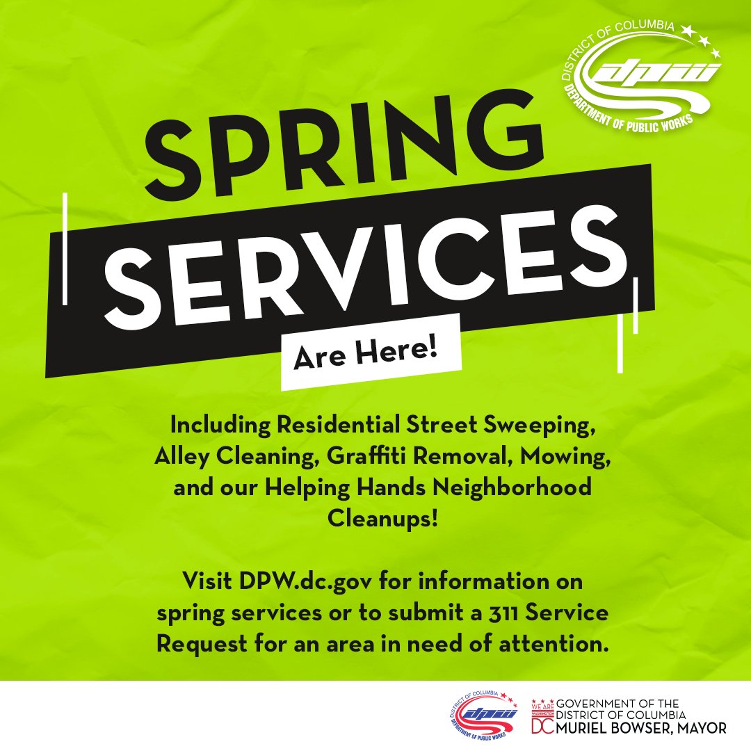 🌷 Spring's here, and so is sweeping! Avoid fines by moving your car. Let's unite for gleaming streets! 🌆 #CleanAndGreenDC