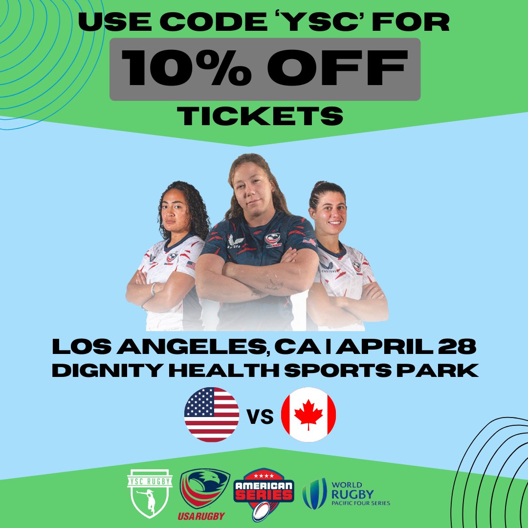 Who's got their tickets locked in for USA vs Canada on April 28 in Los Angeles, CA? Drop a comment below! If you haven't grabbed yours yet, don't worry! Use code 'YSC' for a 10% discount on tickets: axs.com/events/533590/… Don't miss out on this epic showdown! 🏉🇺🇸🇨🇦