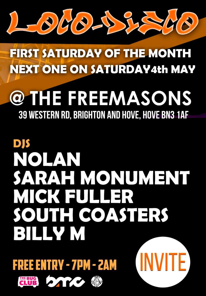 some more Loco Disco action down at the Freemasons next Saturday (4th May) 🎧 - i'll be on around 10pm🔈 who's out and about for it?🫵