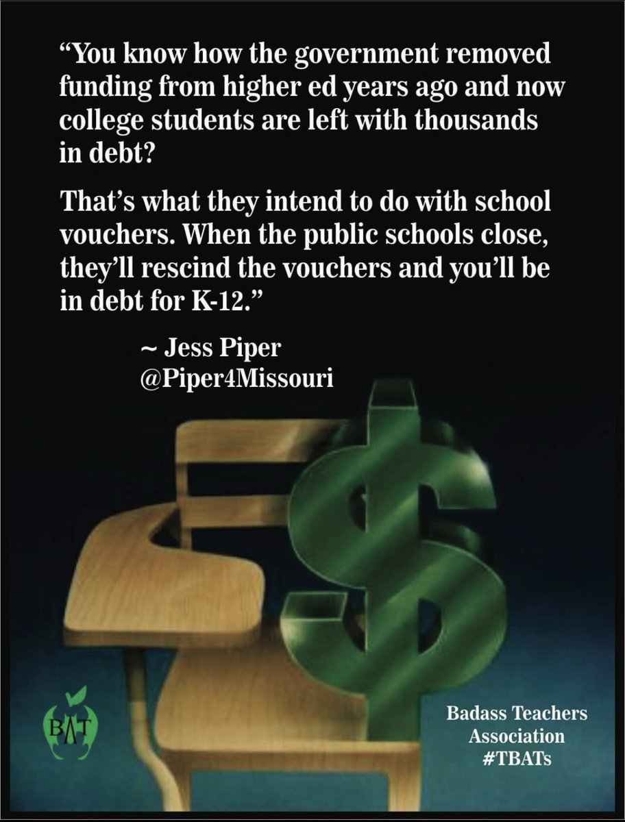 Yep. This is what I’ve been telling people. Instead of accumulating college debt, you’ll be accumulating debt sending your kids to K-12. Vouchers/School Choice/Educational Scholarships are a SCAM!!! #ksleg