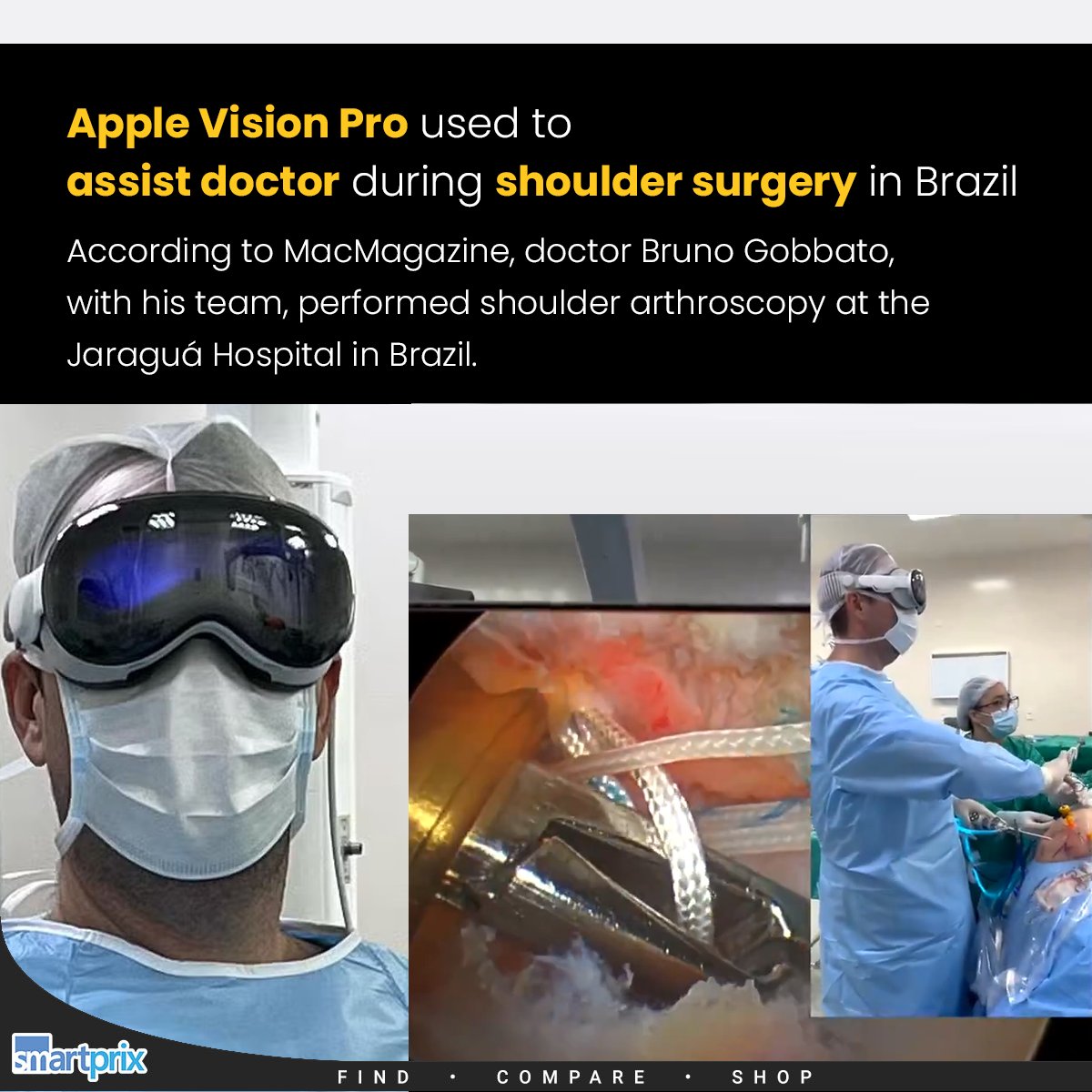Smartprix's tweet photo. Apple Vision Pro: Is this the future of surgery?

#Apple #AppleVisionPro #VisionPro https://t.co/oOwoFFoldU