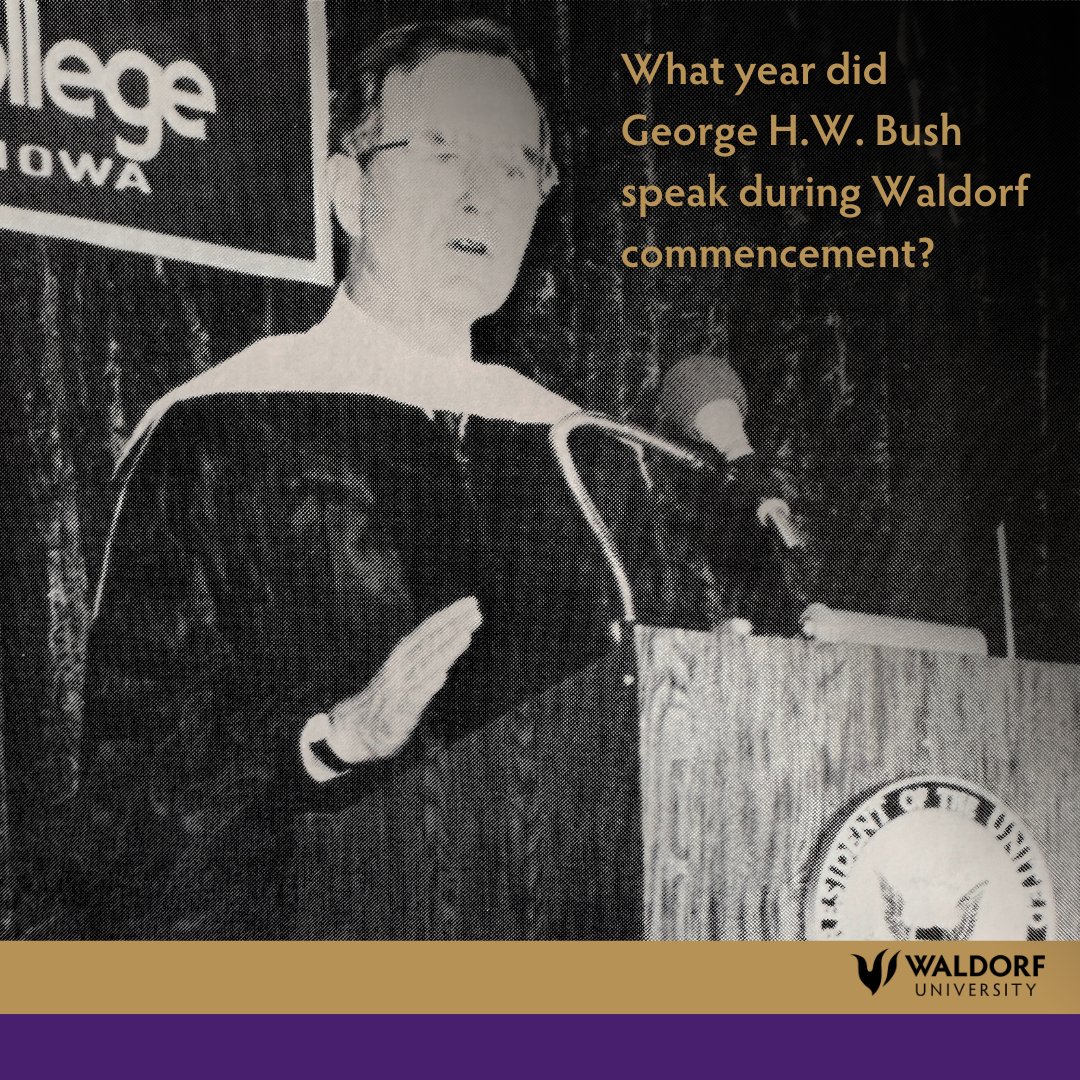 'We're reminiscing about past commencements during graduation week. Fun fact: One of Waldorf's former speakers was none other than George H.W. Bush! Can you guess what year this went down?' #WaldorfGrad2024 #Commencement