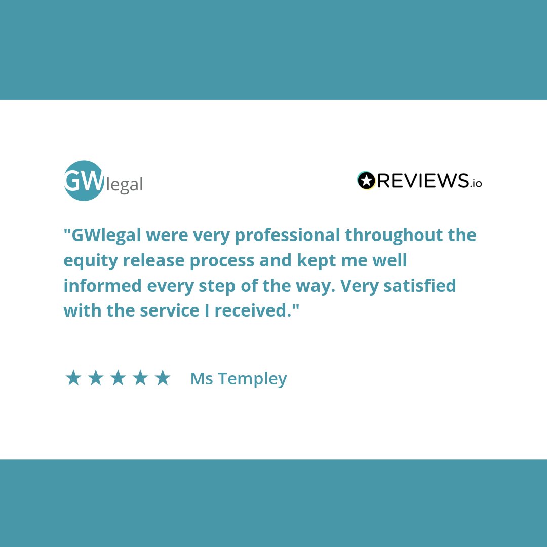 “GWlegal were very professional throughout the equity release process and kept me well informed every step of the way.” 🗣️📝

Give our unique #equityrelease services a #TuesdayThought and get in touch with our friendly #legalteam ➡️ ow.ly/xy8X50RkYit

#Review #Feedback #B2C