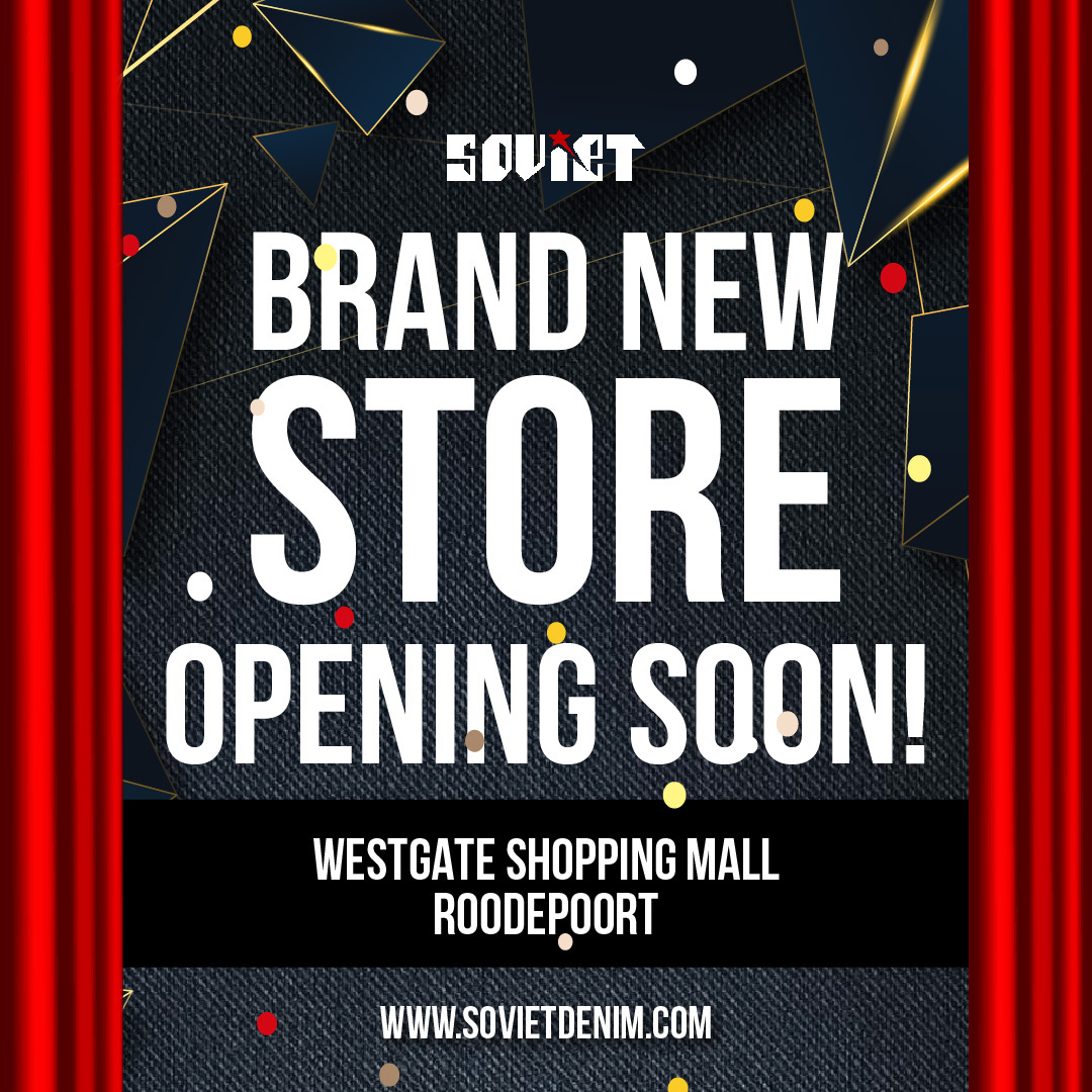 📣 Attention! We've got some exciting news....👀👀👀
Our brand new store is opening THIS FRIDAY at Westgate Shopping Mall, Roodepoort.
Stop by to experience our latest collections, enjoy incredible opening specials. See you there!😉🔥 

#westgate #newstore #sovietdenim