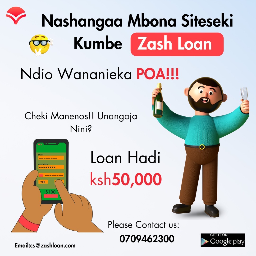 zashloankenya's tweet photo. Cheki Manenos!!..Unangoja Nini My friend?Loan Hadi ksh 50,000 with #zashloan
#FidelOdinga #Governor #SakajaThindigua #Saweetie #KDFchoppers #DandG #JoelOgolla #MosesKuria https://t.co/ynuANKmLW4