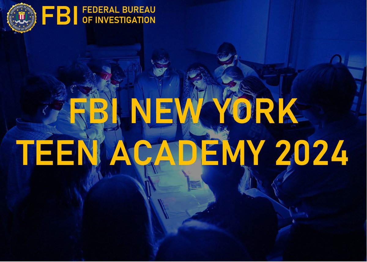 #FBINewYork Teen Academy application is now live! Our Teen Academy will be held this year from July 8-19, 2024. The academy is open to students ages 15-18 and New York residents only. Click here for the application and additional information: fbi.gov/file-repositor….