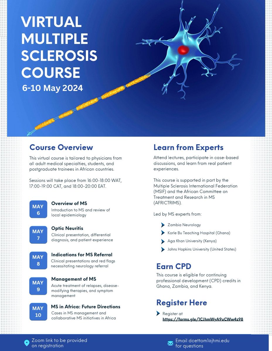 Learn more about Multiple  Sclerosis from this amazing course. @tzneuroscience @SarahMatuja @Aphytanzania