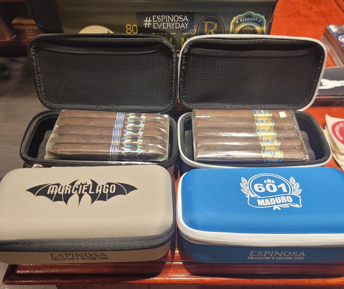 The Espinosa Collector’s Edition travel humidors have arrived and are filled with exclusives! These cases come with a 10 pack of Murcielago one time vitolas and a 10 pack of 601 Blue Maduro. These are not online since I have a limited amount and no holds, it's pay to play.