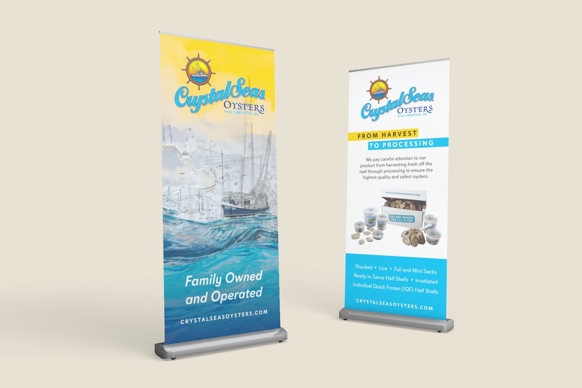 🐳 Retractable Banners for Crystal Seas Oysters ⚓ 🐬  #banner #banners #tradeshow #branding #printing #print