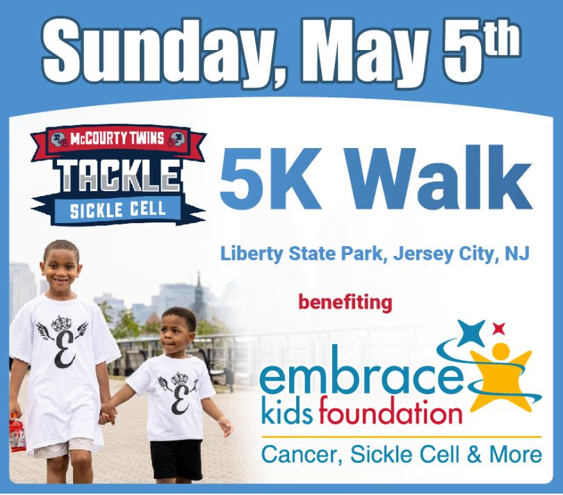 Join Devin and Jason McCourty '05 for the Embrace Kids Foundation 5K walk at Liberty State park. SJR will provide a coach bus to and from the event. The bus will depart 50 Chestnut Ridge Road (parking lot next to SJR) at 8:30am. If interested email BarnettH@sjrnj.org