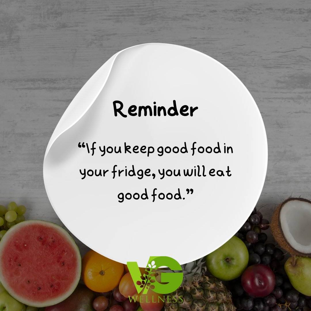 Don't underestimate the power of a well-stocked fridge! 🍇🥑 Keep it loaded with fresh, wholesome options, and you'll naturally gravitate towards healthier choices. Your body will thank you! 
#VGWellness #TipTuesday #WellnessWednesday #NutritionTips 🥦🍓