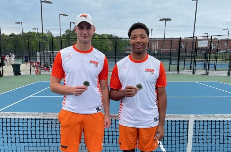 MMI Freshmen Flex Howard & Jacob Oie won the ACCC #1 Doubles Championship this past weekend, defeating Wallace State Community College 6-4, 7-6 (9-7). They will compete at the #NJCAA National Tournament May 13-17 in Plano, Texas. #collegetennis #mmitigers #marionmade #juco