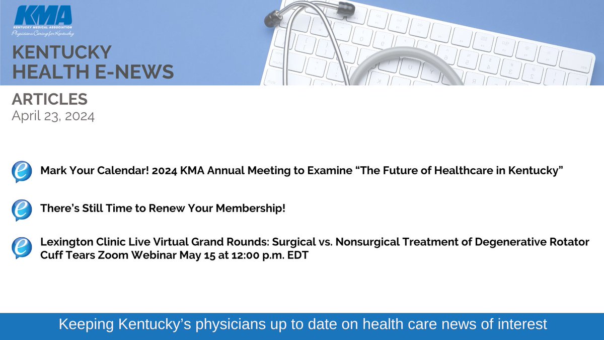 Read the latest #Kentucky Health eNews featuring #healthcare info for Kentucky physicians. conta.cc/4aEjGl1