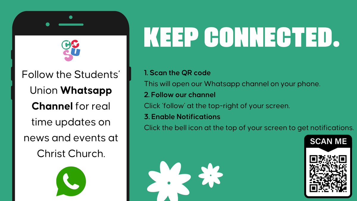 christchurchsu's tweet photo. Give us a follow on our new Whatsapp Channel (https://t.co/umN3Qv505F).

We know you all use Whatsapp so it's a great way to get updates to you about events, freebies etc.

FYI Your profile will remain private and no one (not even us) will be able to see your phone number etc. https://t.co/ydIKjFcBix