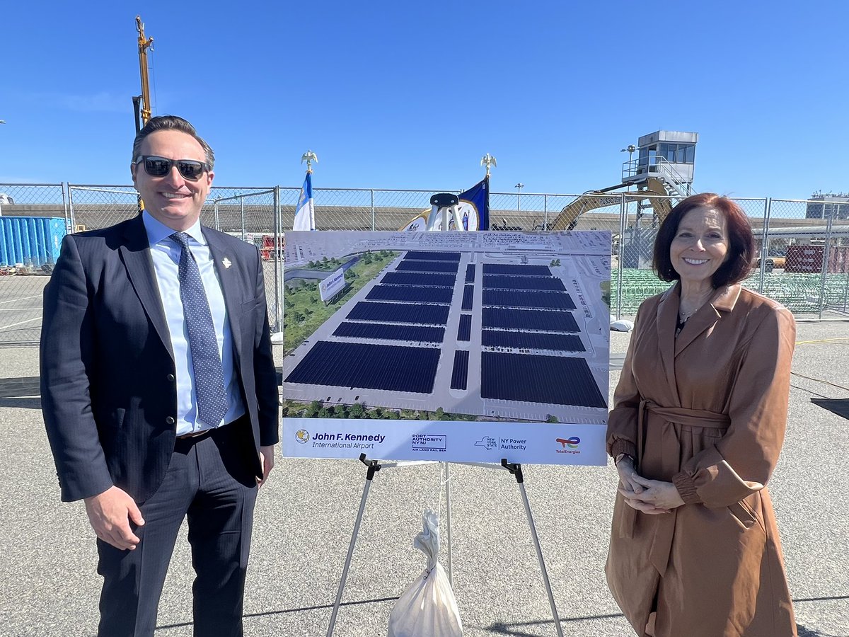 Hello SUN ☀️ Excited to be at the ground breaking ceremony for 12 MW of solar energy at @JFKairport with @PortNYNJ @TotalEnergies