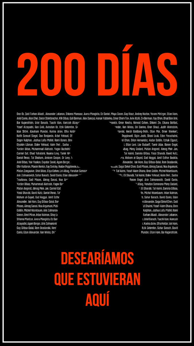 Han pasado 200 días desde el fatídico 7-10. ¿Lo entendés? Nosotros no.
Es imposible describir la realidad: 133 seres humanos siguen en las manos de #HamasTerrorists . Secuestrados por asesinos, criminales y violadores. 
Llevan encerrados 200 días en Gaza por monstruos que han