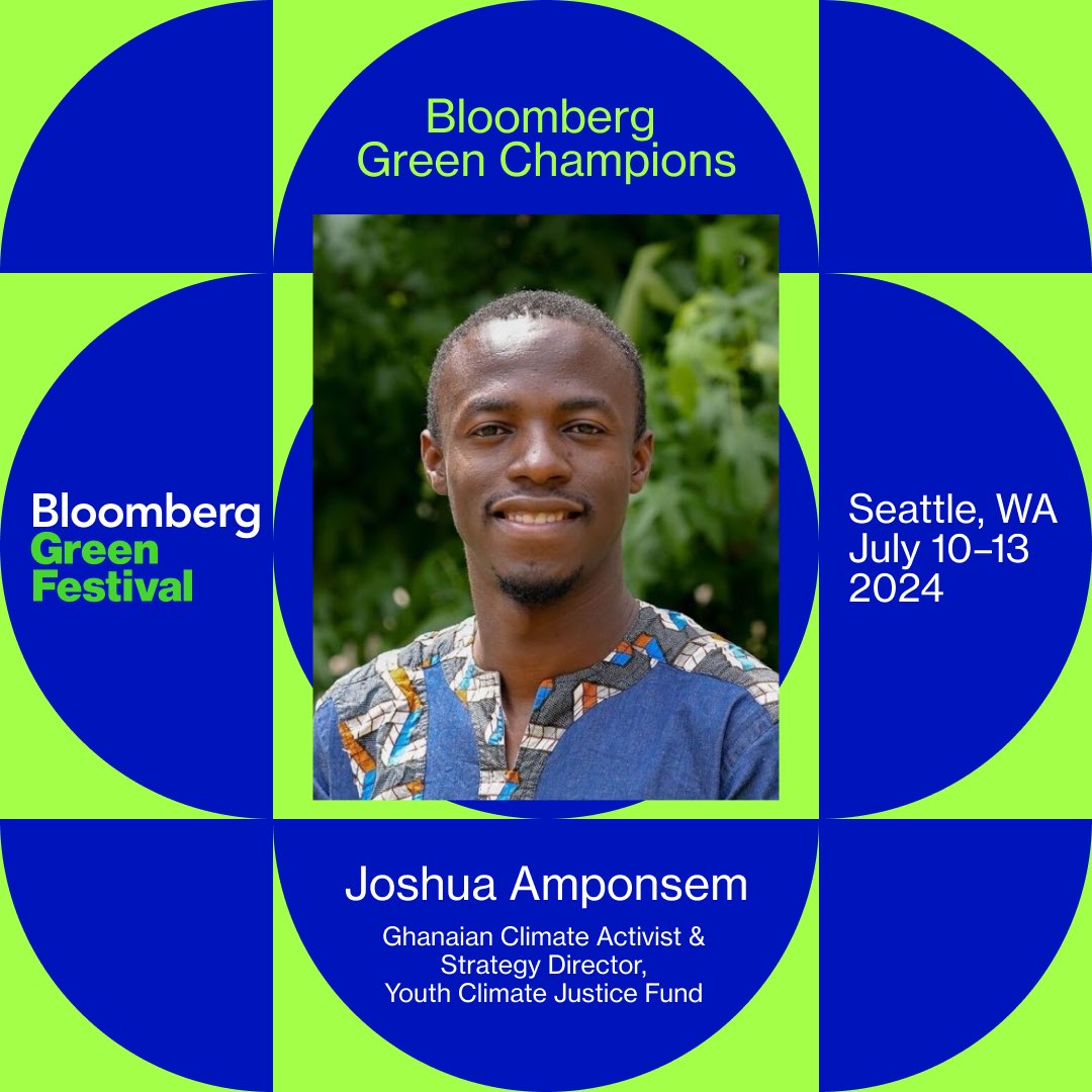 I am looking forward to the 2024 Bloomberg Green Festival and excited to be Green Champion with @nazaalakija of @evocafoundation, Nate Salpeter of @TheSweetFarm and other global leaders whose ideas are reshaping the state of our climate for the better. #BBGGreenChampions