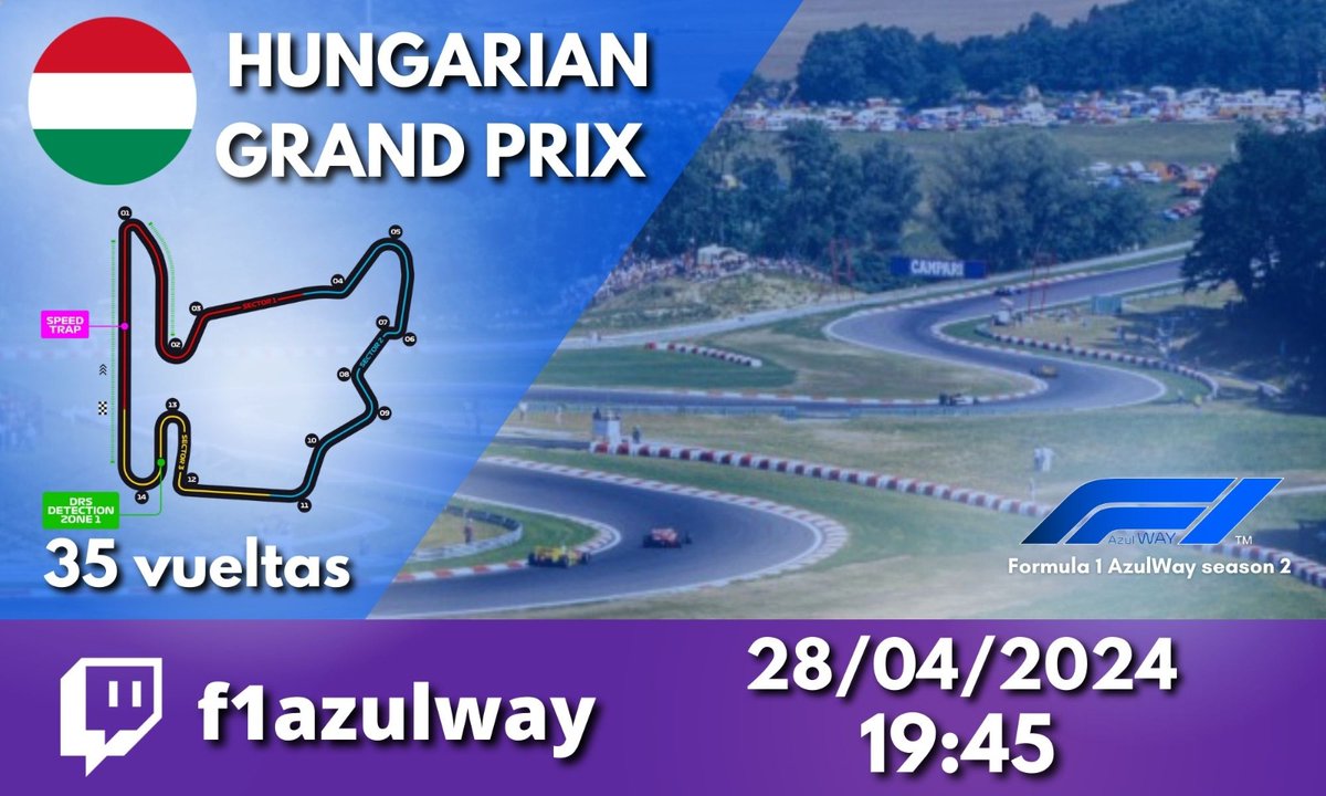 ¡Tenemos cita en Hungaroring! 🇭🇺

El próximo domingo tenemos una cita en el circuito húngaro, donde su trazado estrecho y revirado nos dejará grandes momentos.

¡19:45h, en Twitch! 🔥