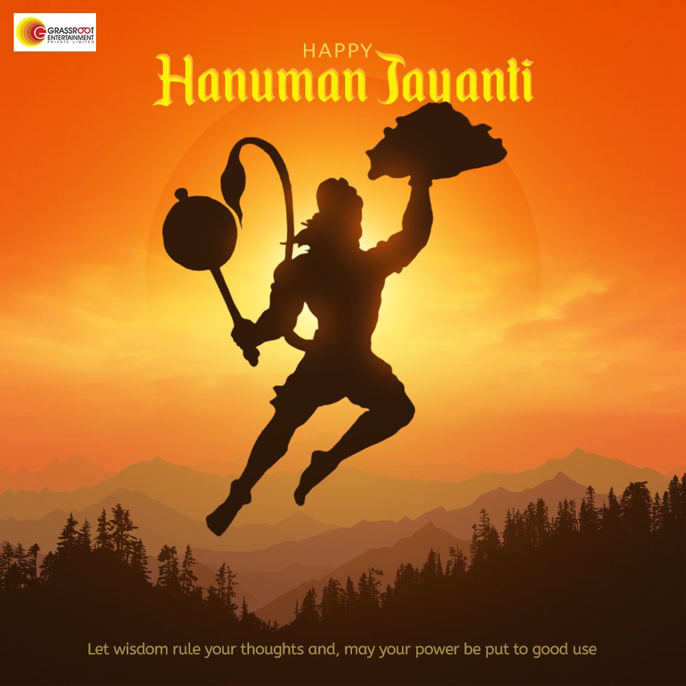 On this auspicious occasion of Hanuman Jayanti, let's celebrate the embodiment of devotion, strength, and wisdom. Happy Hanuman Jayanti! 🙏🕉️ #HanumanJayanti #GrassrootEntertainment