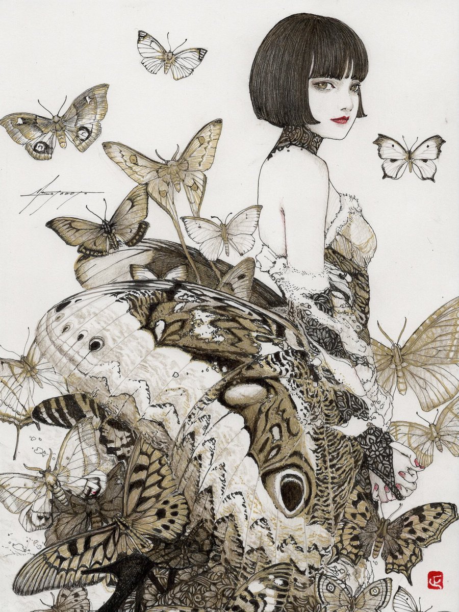 Art by Japanese artist Masaaki Sasamoto titled 'Butterfly Tree'