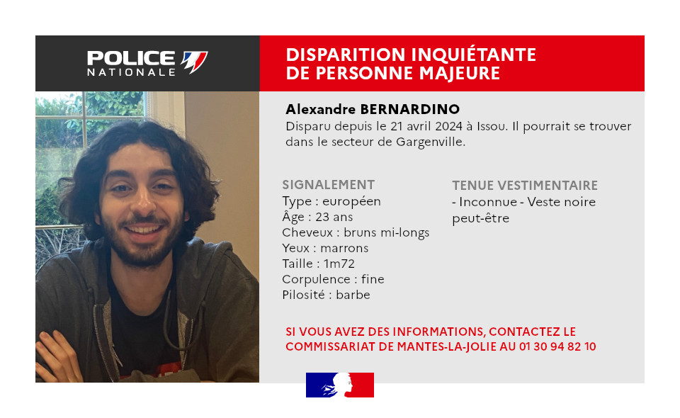 PoliceNat78's tweet photo. [#DisparitionInquiétante] 🔁 Merci de vos RT afin d'aider les enquêteurs de la @PoliceNat78 à retrouver Alexandre. https://t.co/xrBPnQAmxo
