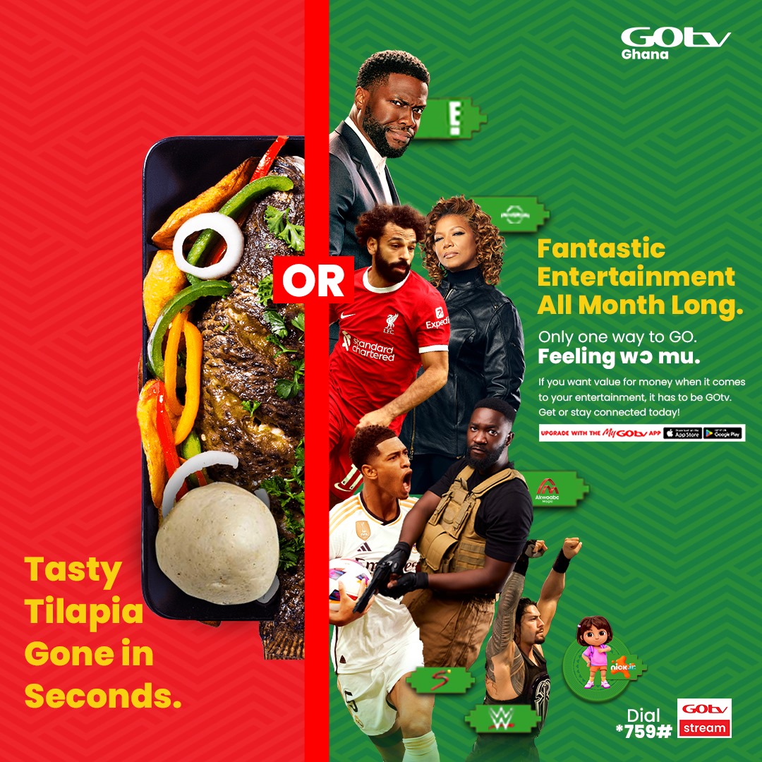 GOtv deɛ, feeling wɔmu rɔf! Get the best value for your fantastic entertainment with #GOtvGhana. Don't miss any moment. Catch it all with us. Enjoy the value at bit.ly/3xmBzpM