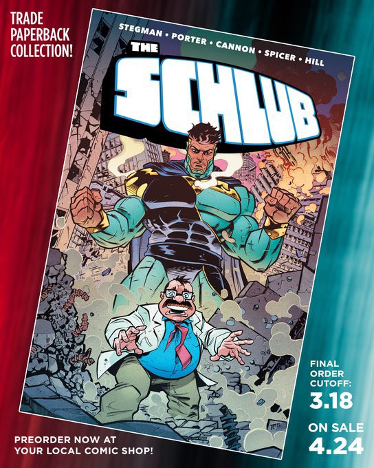 Join @RyanStegman @TCannonComics and I for a panel on The Schlub @c2e2 on Saturday at 12:30 in room S402-A! We’ll talk about our creative process and answer any questions the fans have. And don’t miss the release of The Schlub in stores this week from @ImageComics @KLCpress