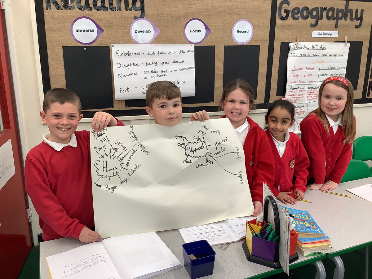 Today is Geography, 3A used their map skills to identify human and physical features of the local area. #geography #collaboration
