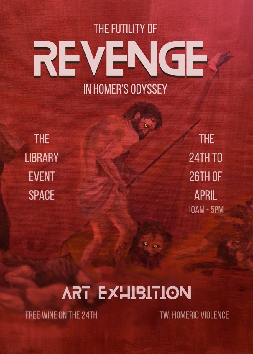 One of our students is launching an art exhibition tomorrow in our Emily Wilding Davison Library! Her work was inspired by a research project she did for one of our second year modules! can’t wait to see her work! <a href="/ClassicsRHUL/">Classics@RHUL</a> #homer #classicstwitter