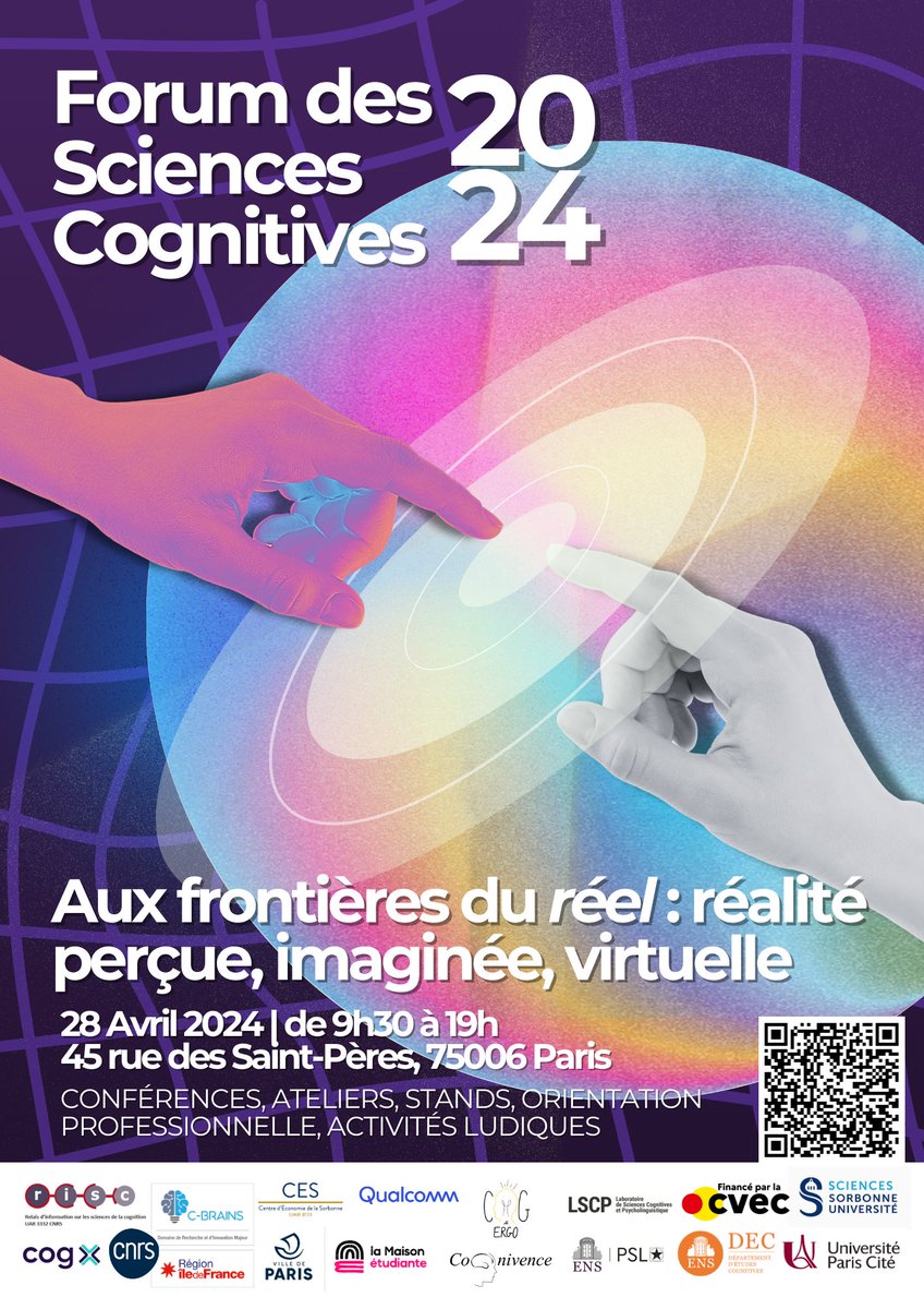 Le Forum des Sciences Cognitives de Paris c'est ce dimanche 28 avril au 45 rue des Saints-Pères dans le 6ème! N'oubliez pas de prendre vos billets (gratuits et obligatoires) : linktr.ee/cognivence

Un grand merci à nos partenaires pour cette édition 2024 (1/2)!