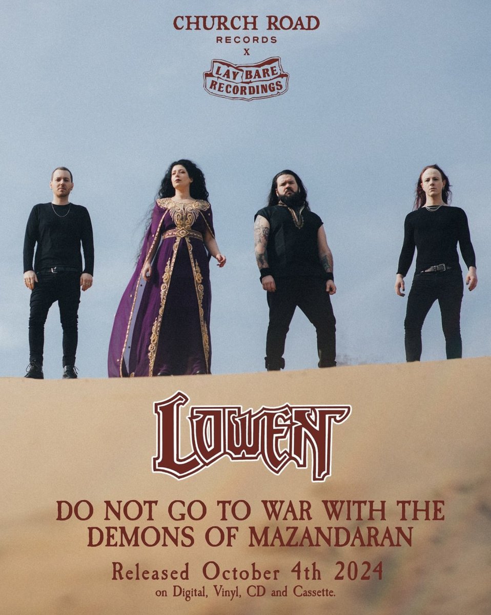 We're very excited to announce our new signing Lowen! We will be releasing their new album on October 4th 2024 alongside Lay Bare records. Catch them supporting Green Lung in the UK 🔥 #lowen #lowenband #heavymetal #independentlabel #fusion #prog #doom #churchroadrecords