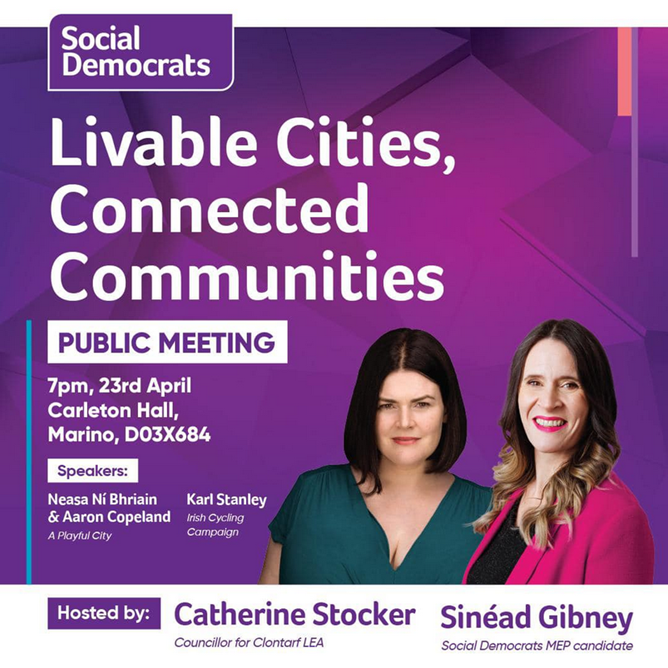 I'm really looking forward to this public meeting in Marino this evening. @CatzStocker & @sineadgibney have put together a fascination lineup of speakers & topics. @APlayfulCity & @cyclistie will be on hand to discuss how we can make Dublin a more enjoyable and livable city.