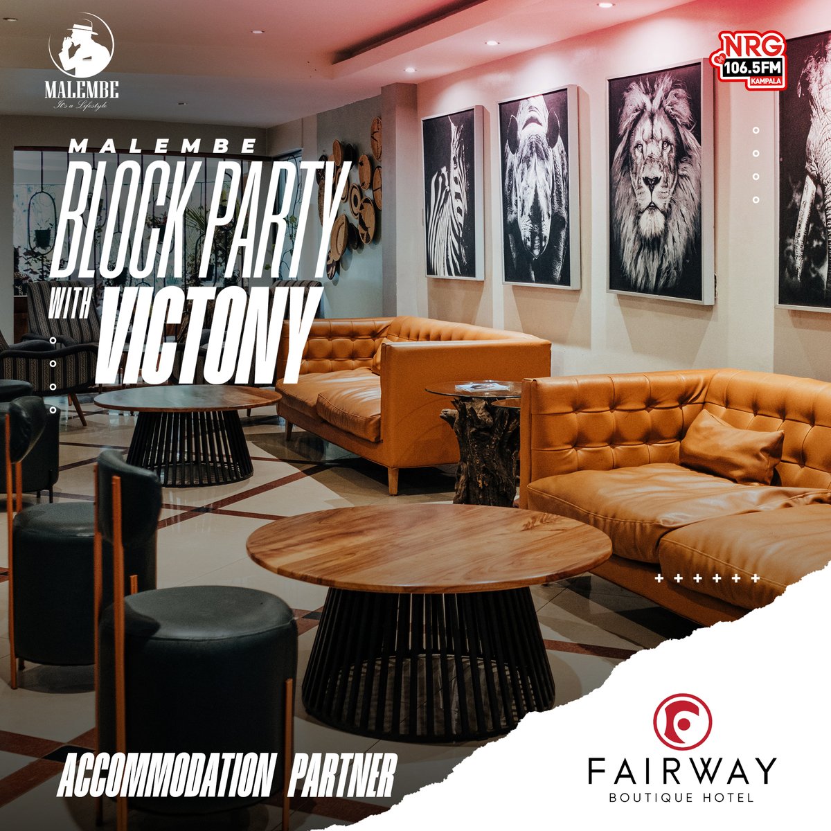 Presenting Our Official Event Accommodation Partner — @FairwayHotelKla

#VictonyBlockParty 🇺🇬✨

The Malembe Block Party featuring @vict0ny ✨

27/04 | Lugogo Hockey Grounds

In partnership with @NzouMedia @nrgradioug

~ #EnjoyResponsibly #MalembeLifestyle #ItsaLifestyle ✨